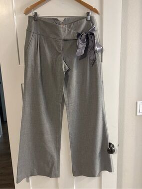 Arden B Gray Wide-Leg Pants with Satin Side Tie